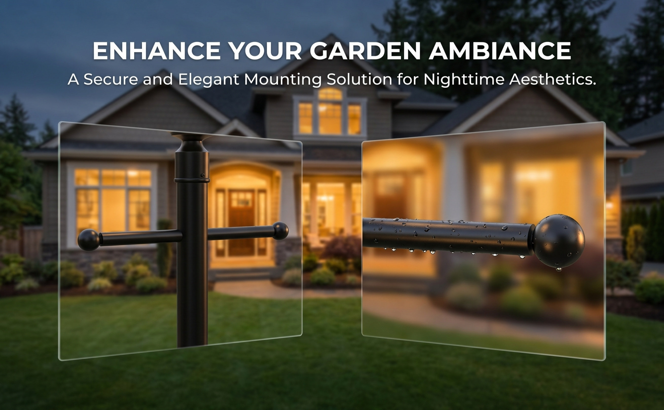 Outdoor Lighting Black - Tiang Lampu Taman dengan Lengan Penyangga