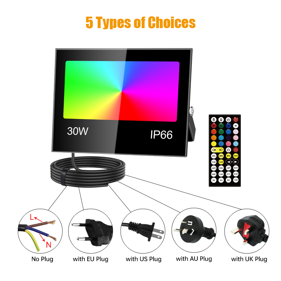 AC85-265V RGB Lampu Sorot LED  - Outdoor Lighting Uk ulasan dan harga
